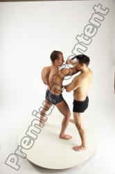 Underwear Fighting Man - Man White Muscular Short Brown Multi angles poses Academic